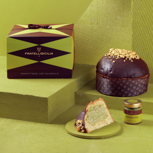 Panettone with Pistacchio 800g and Pistachio spreadable cream 200g  | Fratelli Sicilia